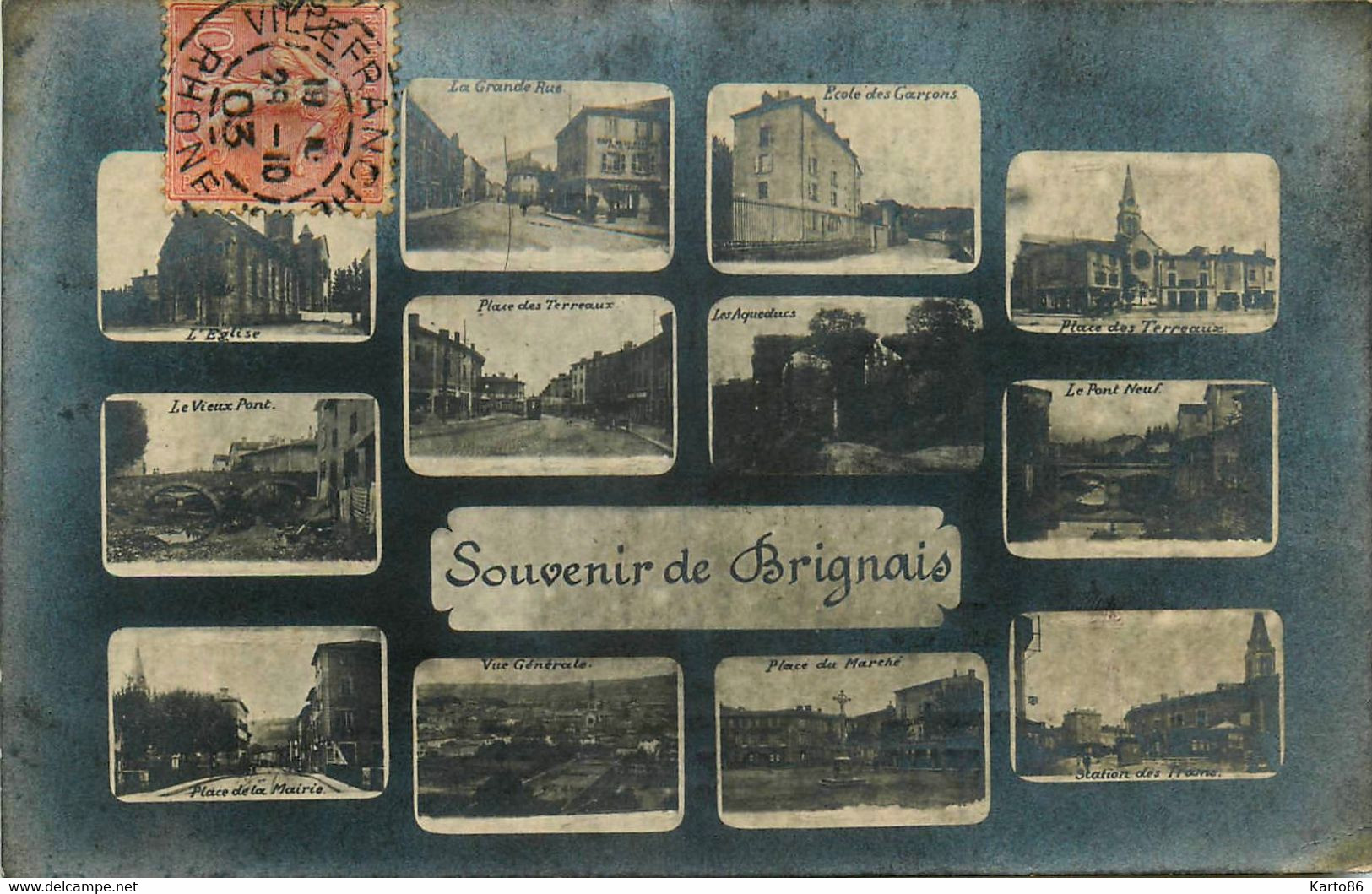 Brignais * Carte Photo * Cpa Multivues Souvenir Du Village - Brignais