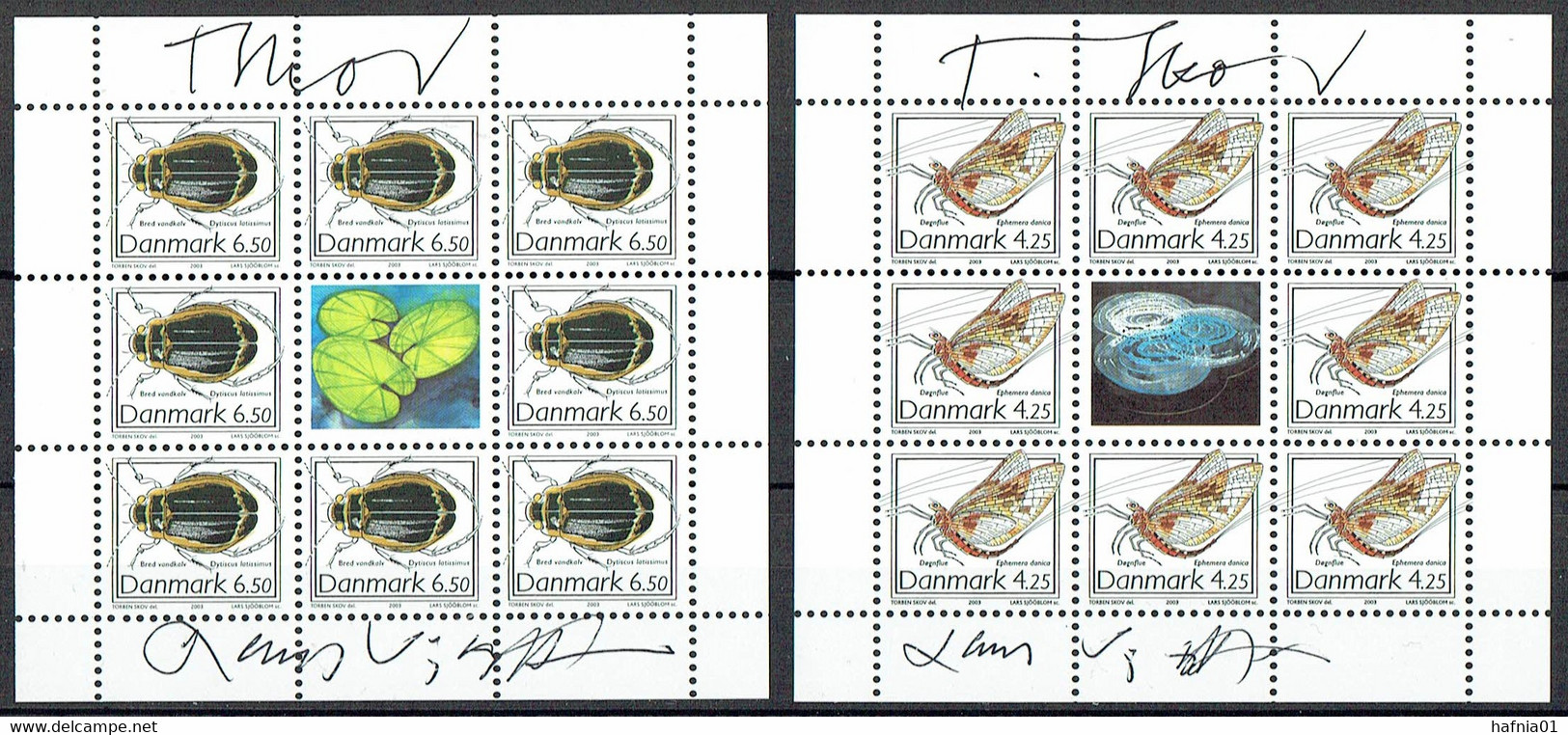 Lars Sjööblom. Denmark 2003.  Rare Insects. Michel 1338-1349 KLB  MNH. Signed. - Blocs-feuillets