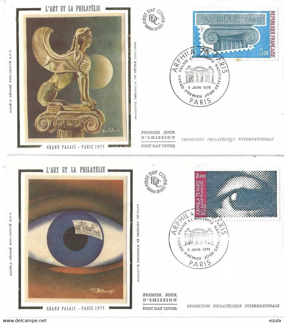 Premier Jour Arphila  75  PARIS   Le 6/6/1975      4 Enveloppes N° 1834/1837 Valeur 50 € - Filatelistische Tentoonstellingen