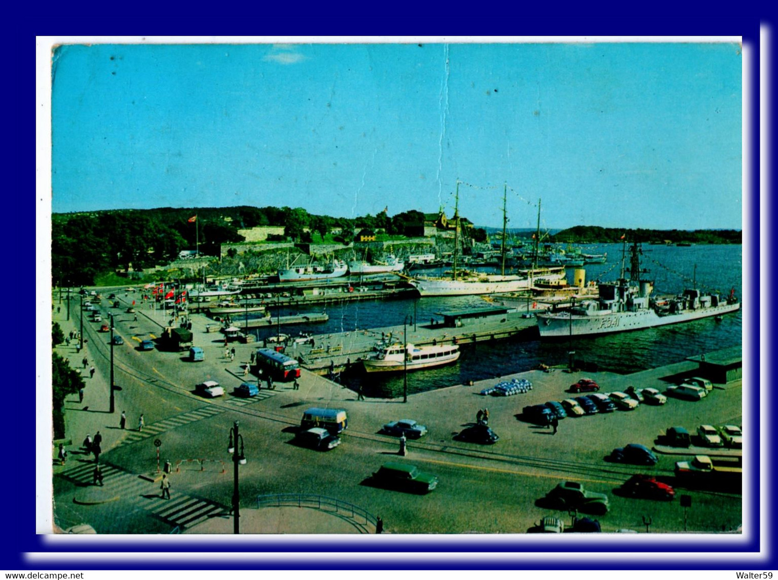 1964 Norge Norway Postcard Oslo The Harbour Posted To Scotland 2scans - Covers & Documents