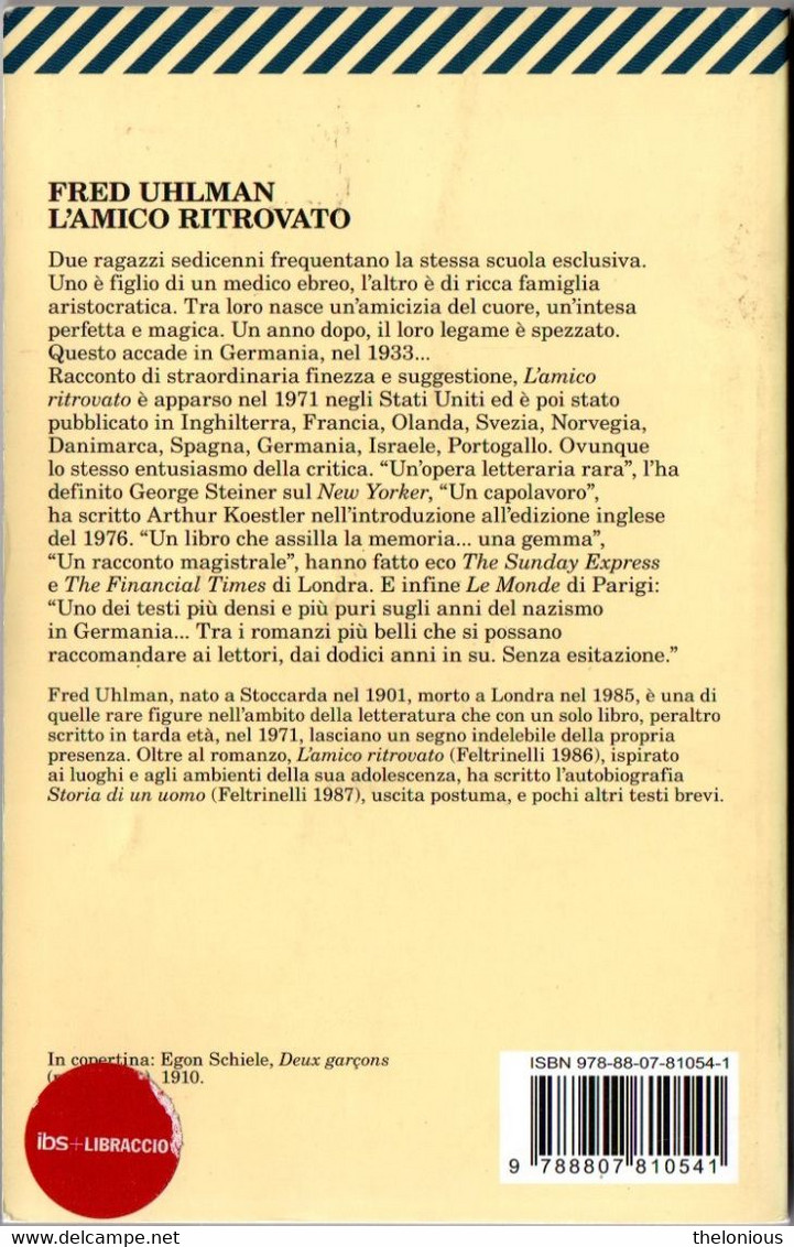 # Fred Uhlman - L'amico Ritrovato - U.E. Feltrinelli N. 1054 - 2011 - Ediciones De Bolsillo