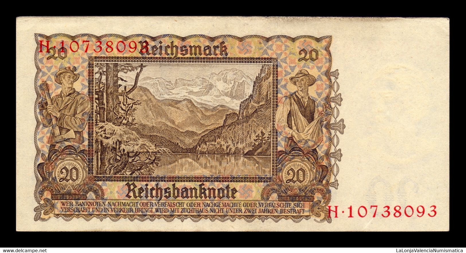 Alemania Germany 20 Reichsmark 1939 Pick 185 (1) MBC+/EBC VF+/XF - 20 Reichsmark