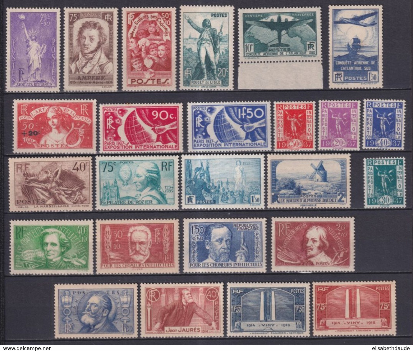 1936 - ANNEE COMPLETE YVERT N°309/333 ** MNH  - COTE = 1359 EUR. - - ....-1939