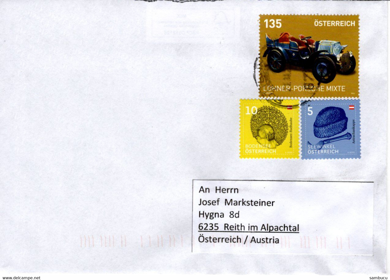 Brief Von 87?? Zustellbasis Mit 150 Cent Mischfrankatur Lohner Porsche Mixte 2022 - Storia Postale