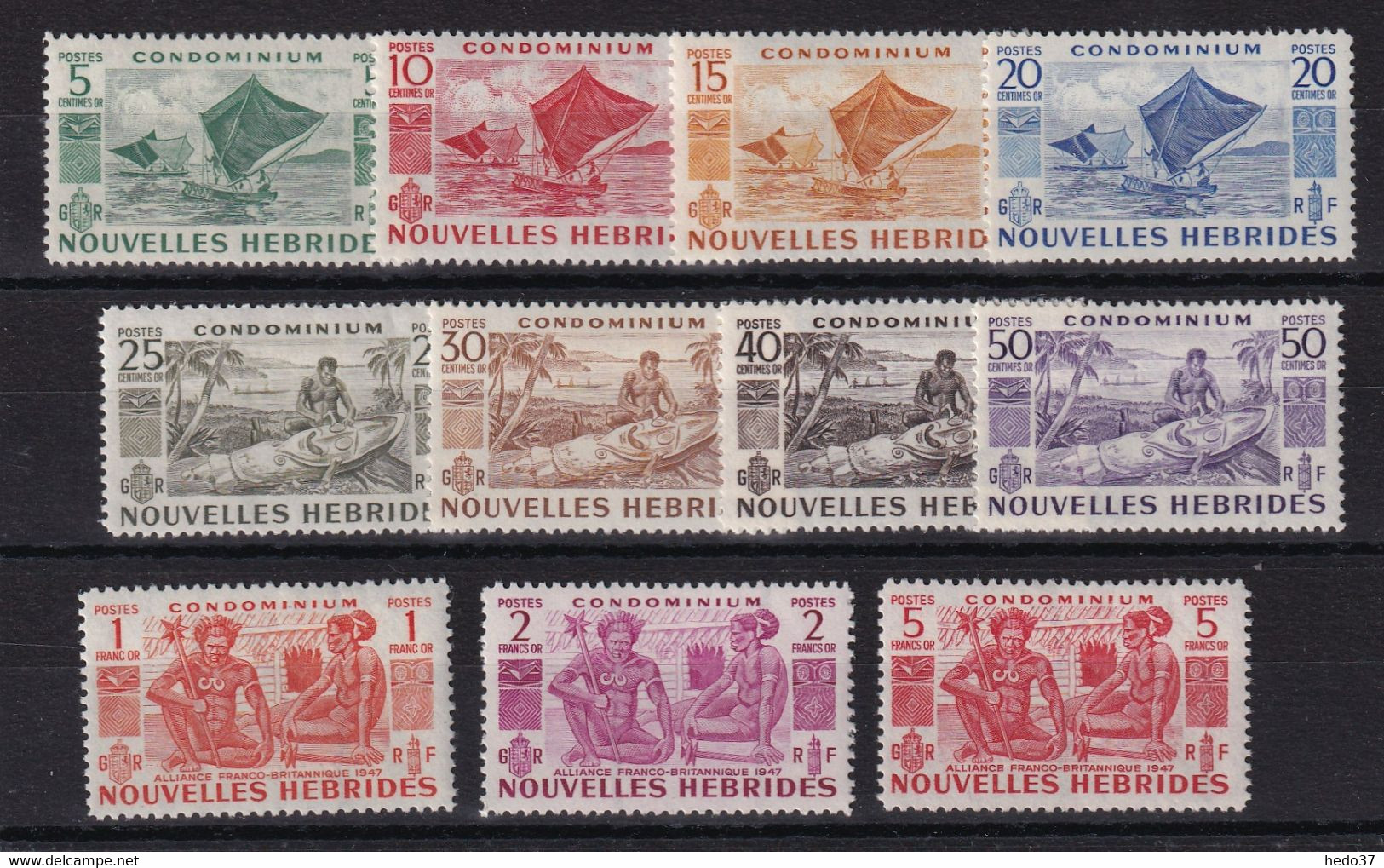 Nouvelles Hébrides N°144/154 - Neuf * Avec Charnière - TB - Ongebruikt