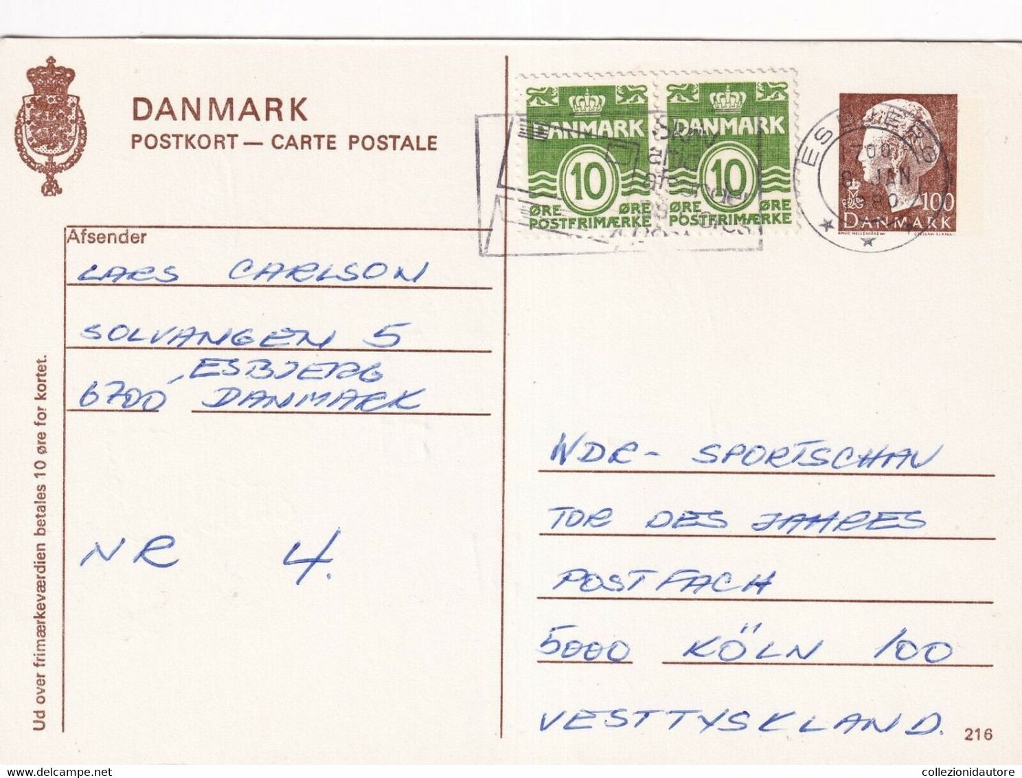 DANIMARCA - DANMARK - LOTTO DI 5 CARTOLINE POSTALI - POSTKORT - CARTE POSTALE SPEDITE NEL 1980 - Briefe U. Dokumente