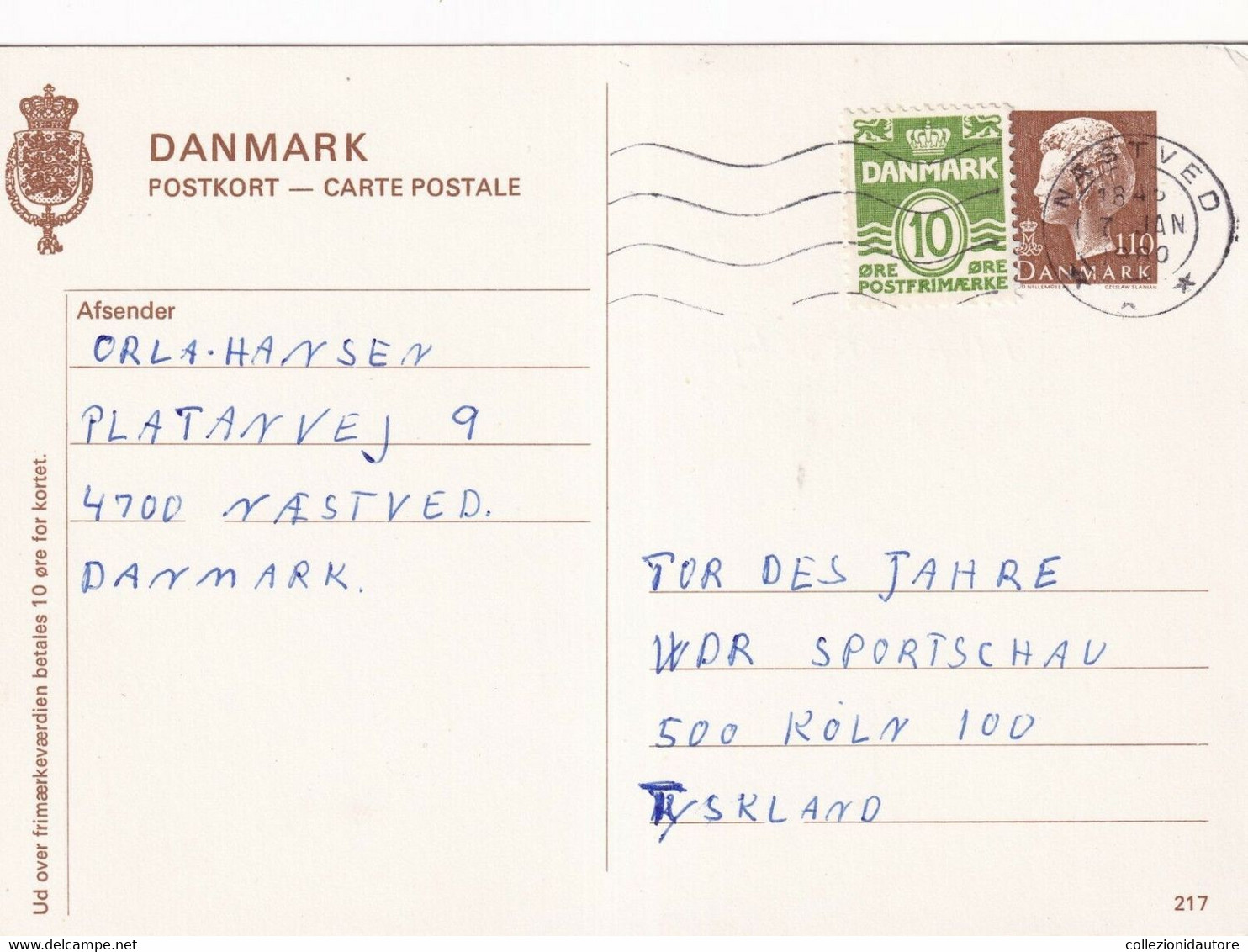 DANIMARCA - DANMARK - LOTTO DI 5 CARTOLINE POSTALI - POSTKORT - CARTE POSTALE SPEDITE NEL 1980