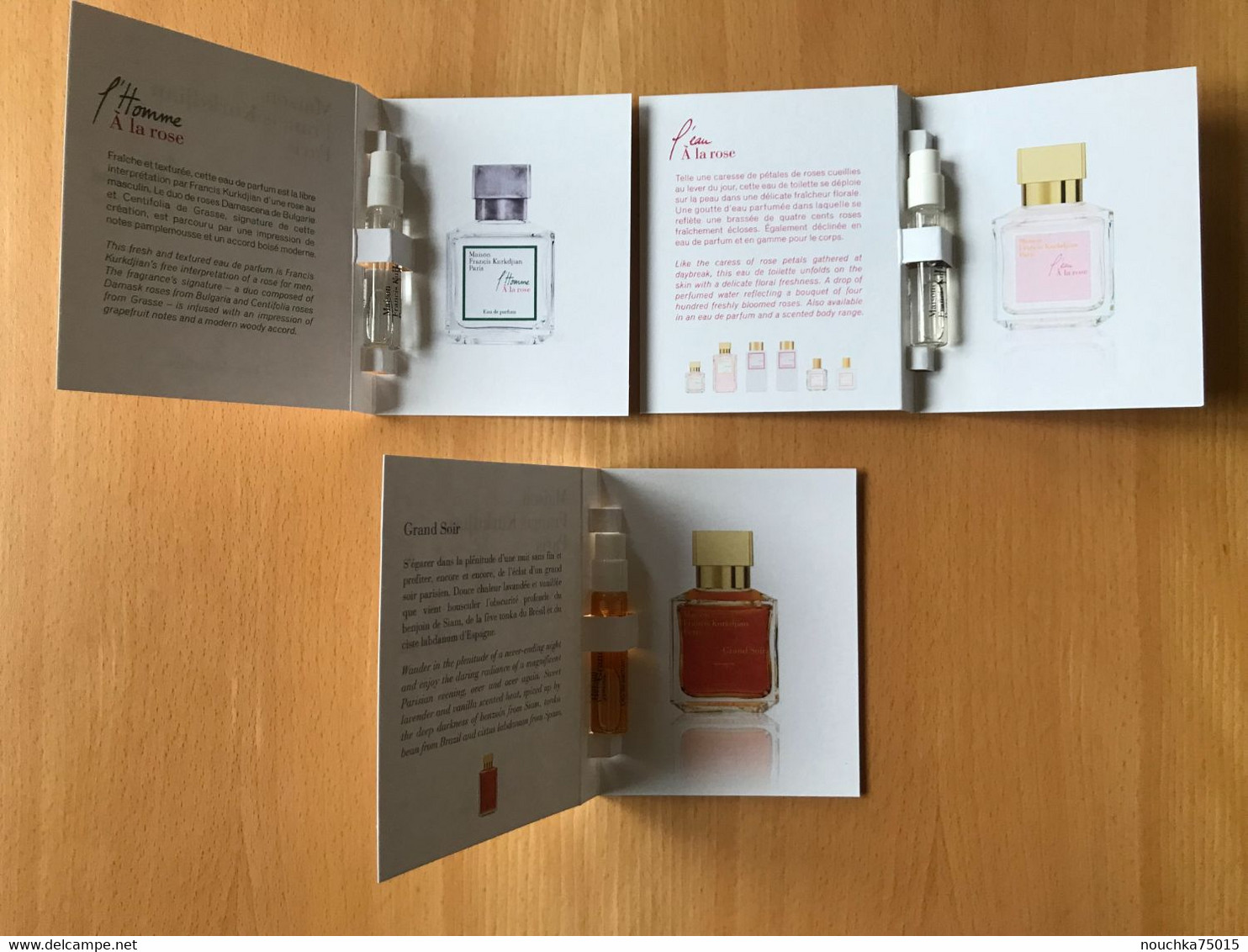 Maison Francis Kurkdjian - Lot De 3 échantillons Sous Cartes - Muestras De Perfumes (testers)