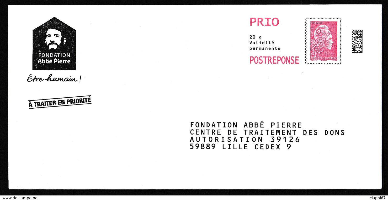 PAP Postréponse Prio Neuf Marianne L'engagée Fondation Abbé Pierre (verso 380038) (voir Scan) - Prêts-à-poster:reply