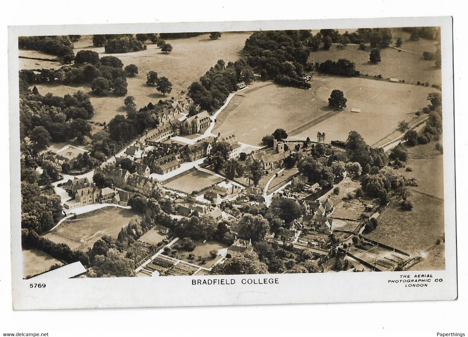 Real Photo Postcard, Berkshire, Reading, Bradfield College, Aerial View, Houses, Landscape. - Reading