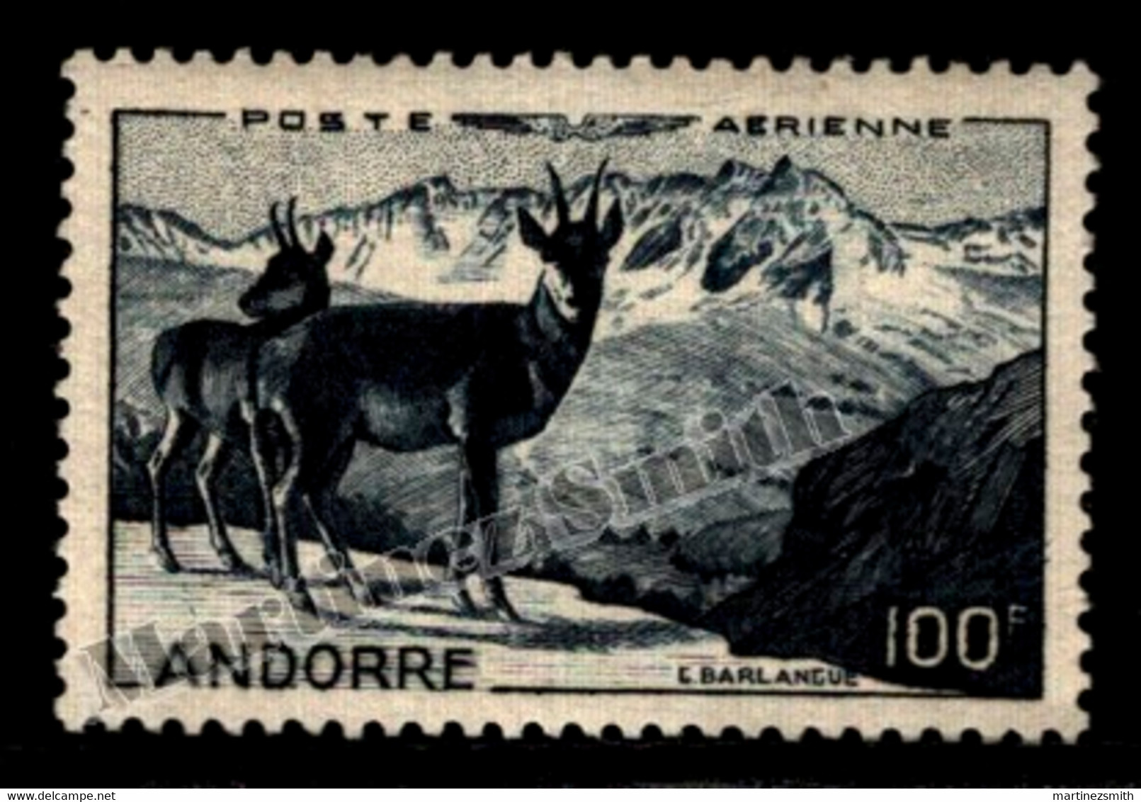 Andorre Français / French Andorra 1950 Airmail Yv. 1, Nature Landscape, Fauna, Isards - MNH - Poste Aérienne