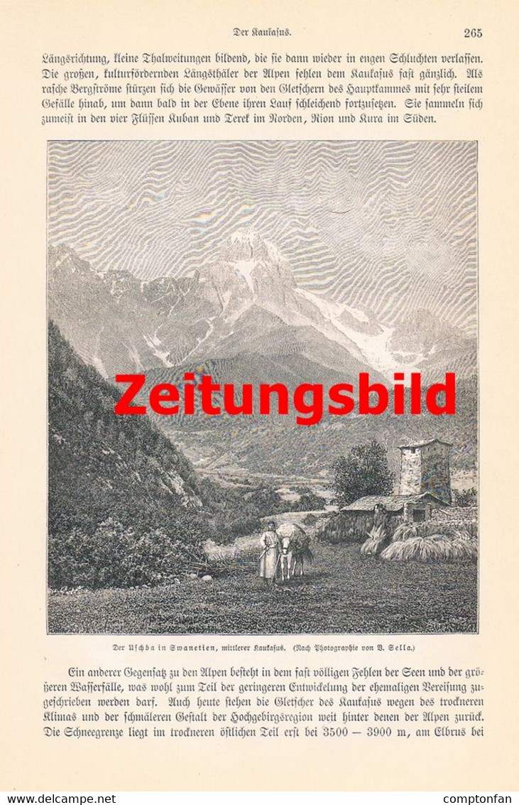 A102 1321 Kaukasus Eurasien Uschba Swanetien Elbrus Artikel / Bilder 1894 !! - Autres & Non Classés