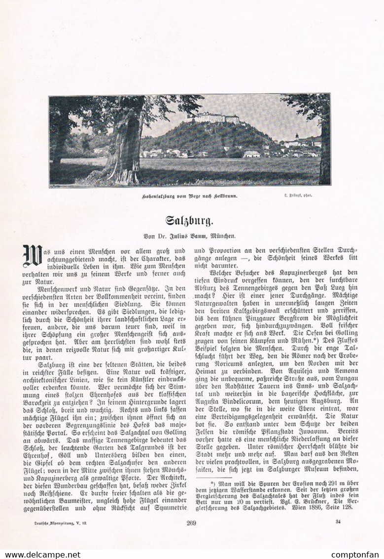 A102 1324-4 Salzburg Hohensalzburg Untersberg Hellbrunn Artikel / Bilder 1905 !! - Autres & Non Classés