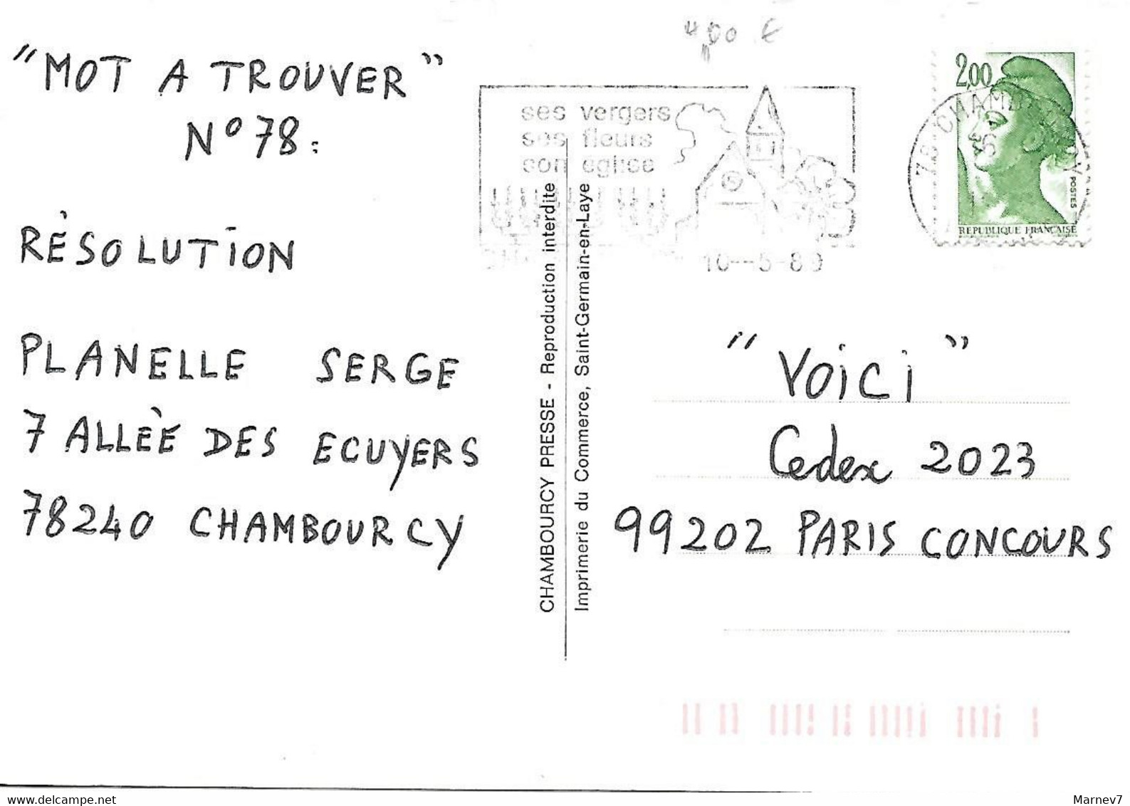 78 Seine Et Oise Yvelines - CPA - Reproduction - CHAMBOURCY - Grande Rue Nouvelle Poste - Postes - - Chambourcy