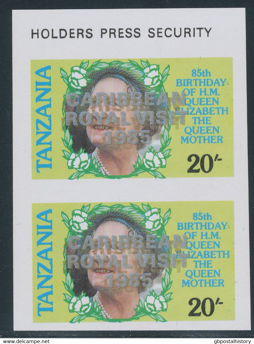 TANZANIA 1986, 10th Visit Of Queen Elizabeth II To The Caribbean (1985), MiNr. 264/7 With Silver Overprint "CARIBBEAN / - Tansania (1964-...)