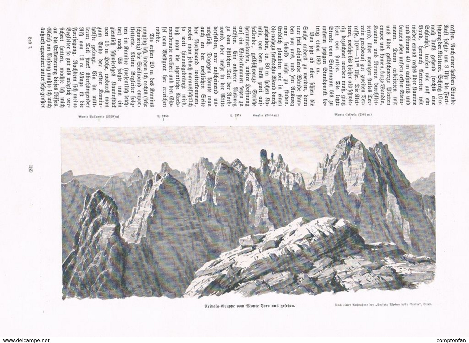 A102 1340 Karnische Alpen Monte Cridola Monfalcone Artikel / Bilder 1904 !! - Sonstige & Ohne Zuordnung