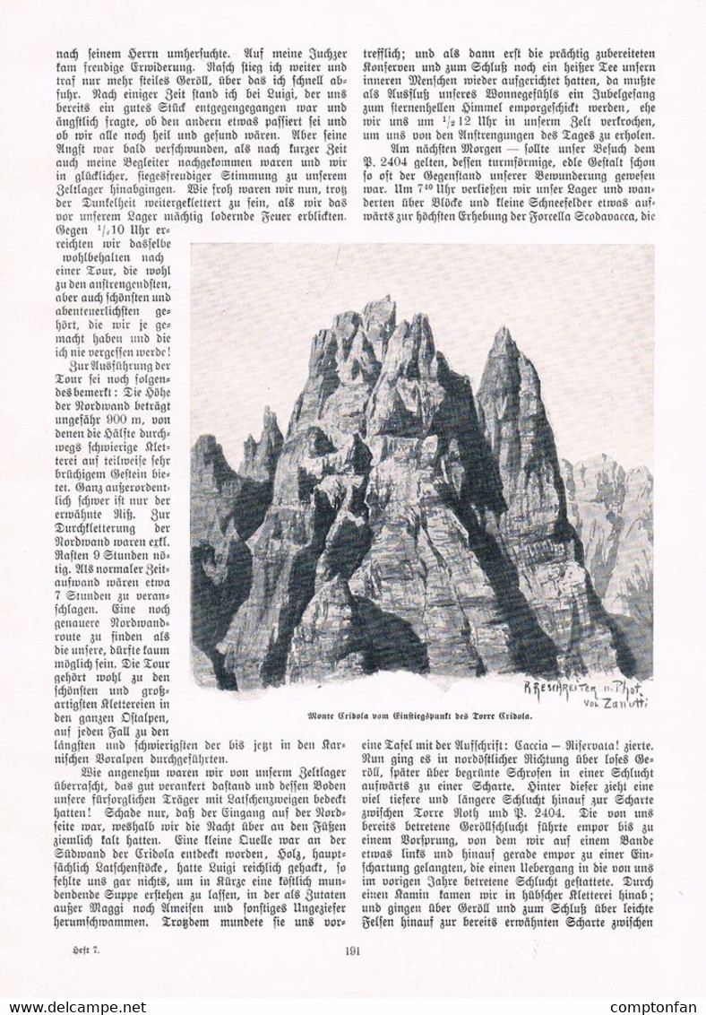 A102 1340 Karnische Alpen Monte Cridola Monfalcone Artikel / Bilder 1904 !! - Sonstige & Ohne Zuordnung