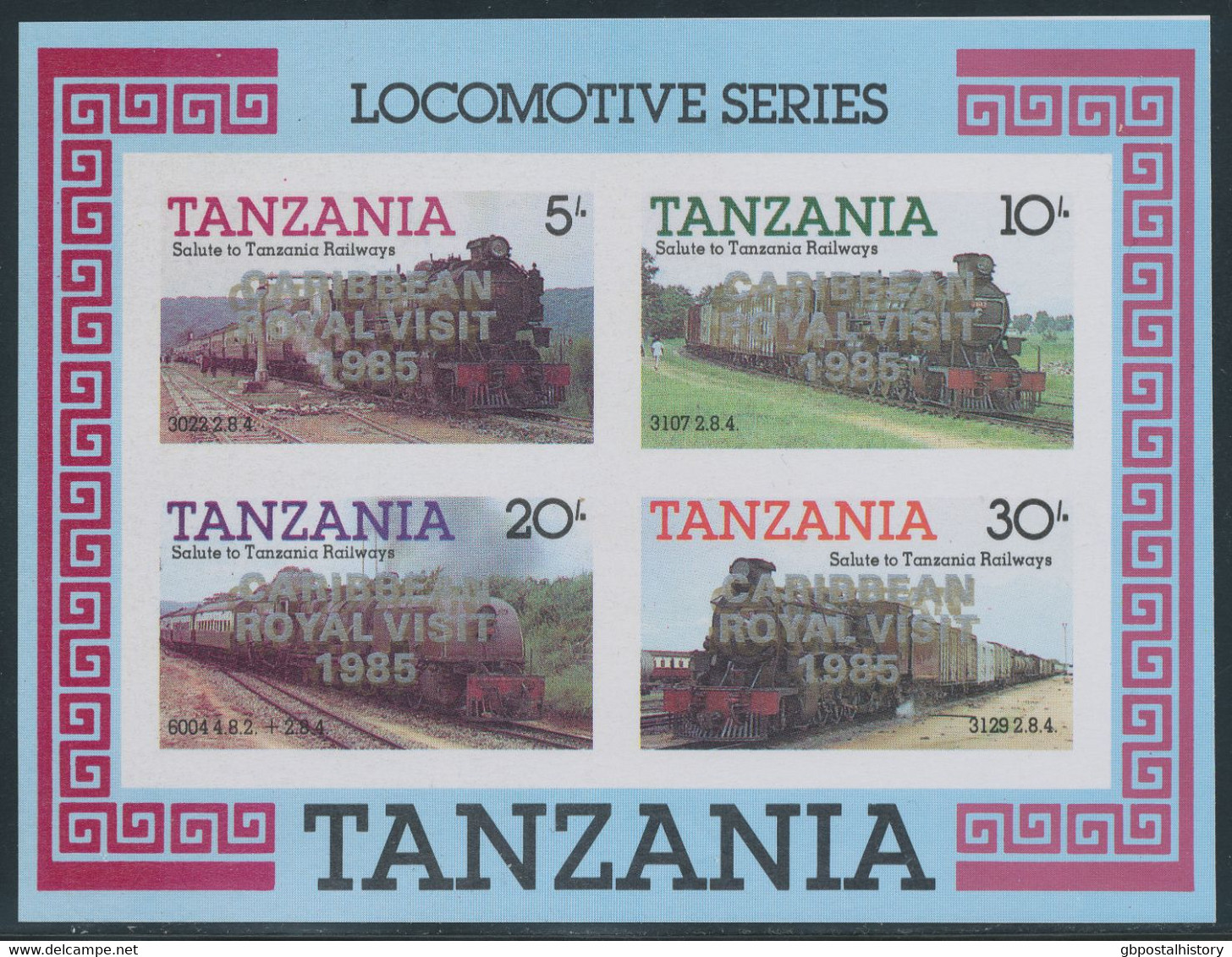 TANZANIA 1986, 10th Visit Of Queen Elizabeth II To The Caribbean (1985), MiNr. Block 44 With Silver Overprint "CARIBBEAN - Tansania (1964-...)