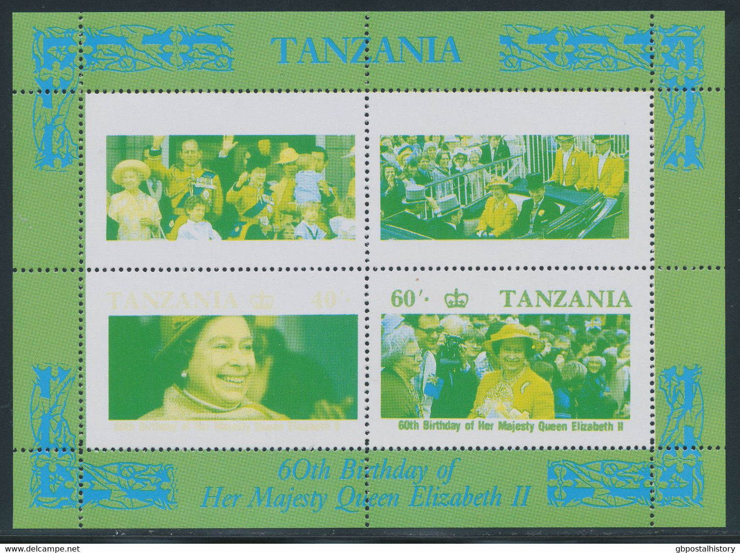 TANZANIA 1987, 60th Birthday Of Queen Elizabeth II, MAJOR VARIETY: Superb U/M MS With MISSING COLORS Red And Black, - Tanzania (1964-...)