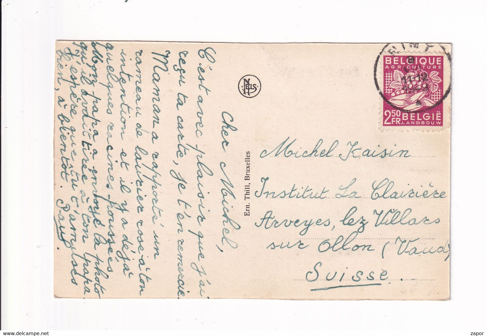 Postkaart / Carte Postale - Belgische Uitvoer 1948 769 / Mons - Grand' Place Naar Arveyes Suisse - 1948 Exportation
