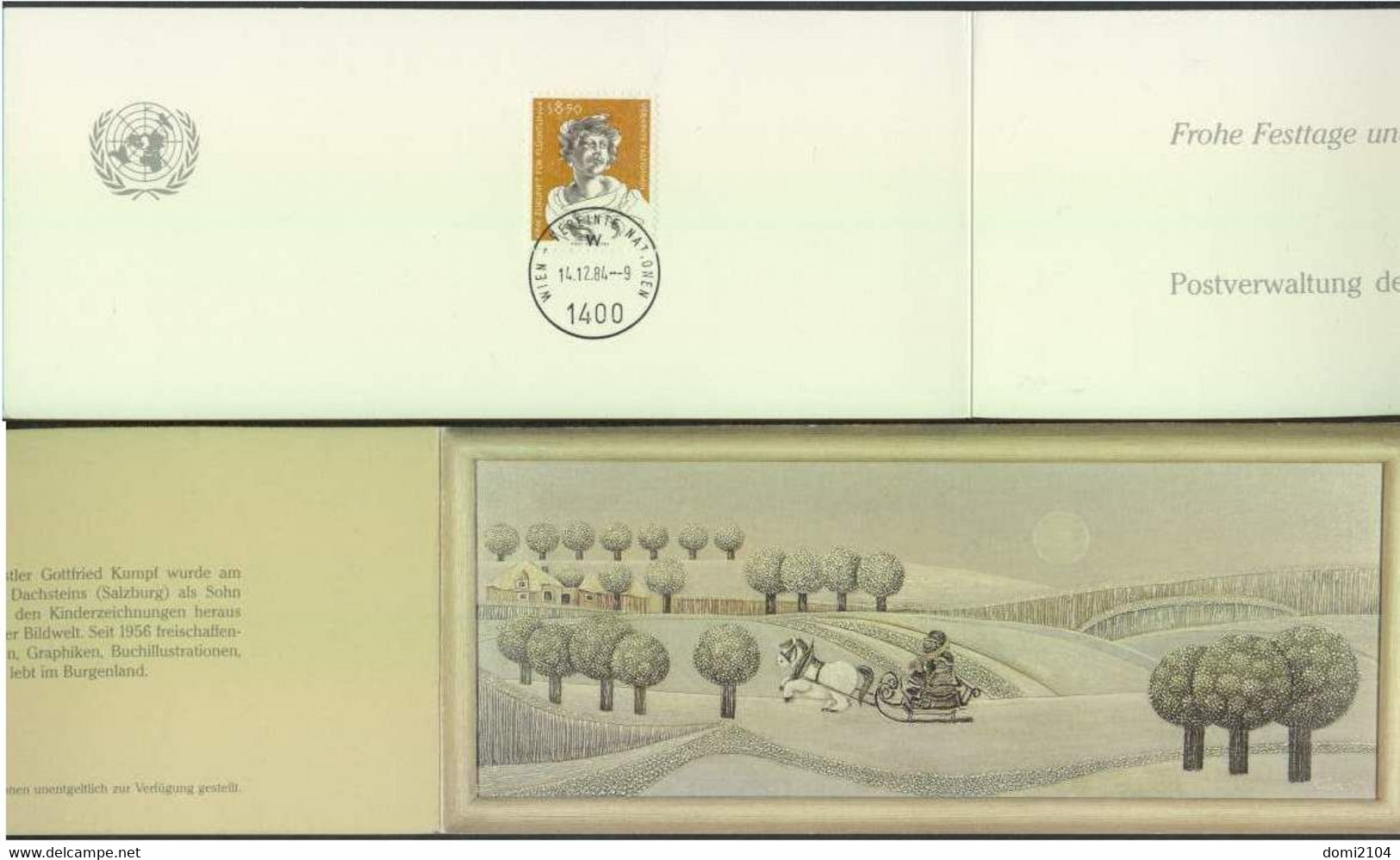 UNO Wien Jahresgabe 1984 Der Postverwaltung, #44 Flüchtling - Lettres & Documents