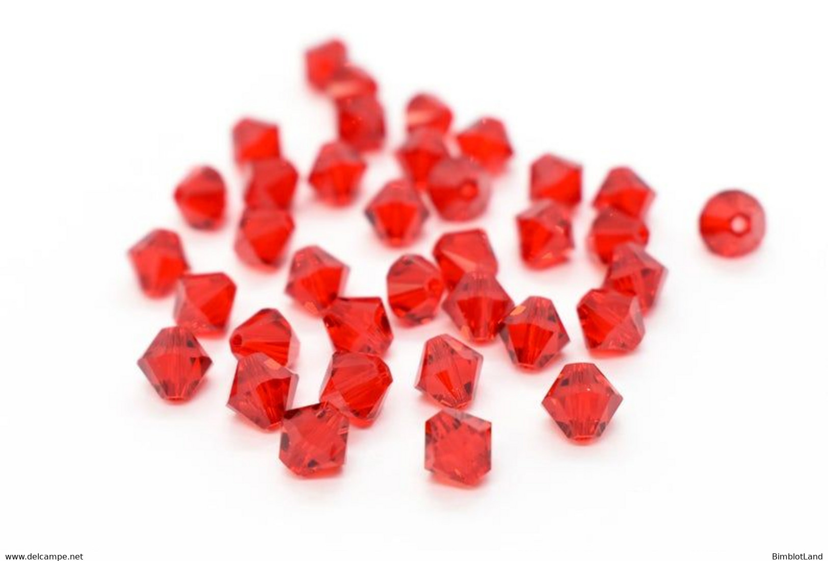 Lot 8 Perles Cristal Autrichien Swarovski Toupie Bicone Rouge Siam Clair Diamètre 8 Mm Perle - Perle