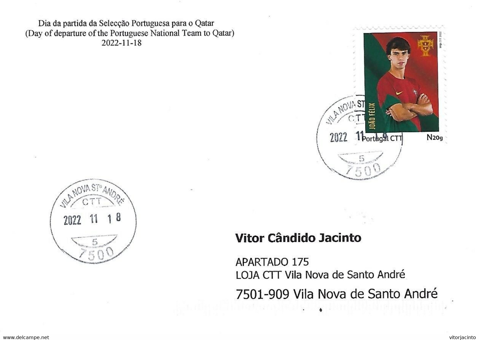 PORTUGAL - Day Of Departure Of The Portuguese National Team To Qatar (2022-11-18) - Letter Real Circulated - 2022 – Qatar