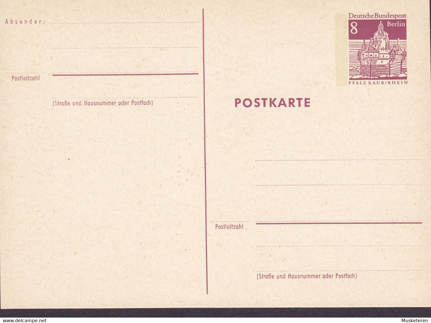 Berlin Postal Stationery Ganzsache 8 Pf. Bauwerk Pfalz Kaub/ Rhein 1967, P70 (Unused) - Postcards - Mint