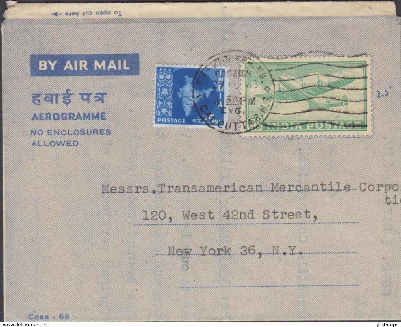 1963. INDIA. AEROGRAMME 50 NP AIR PLANE + 25 NP. Dated 27. 6. 63 To USA.  - JF427522 - Other & Unclassified