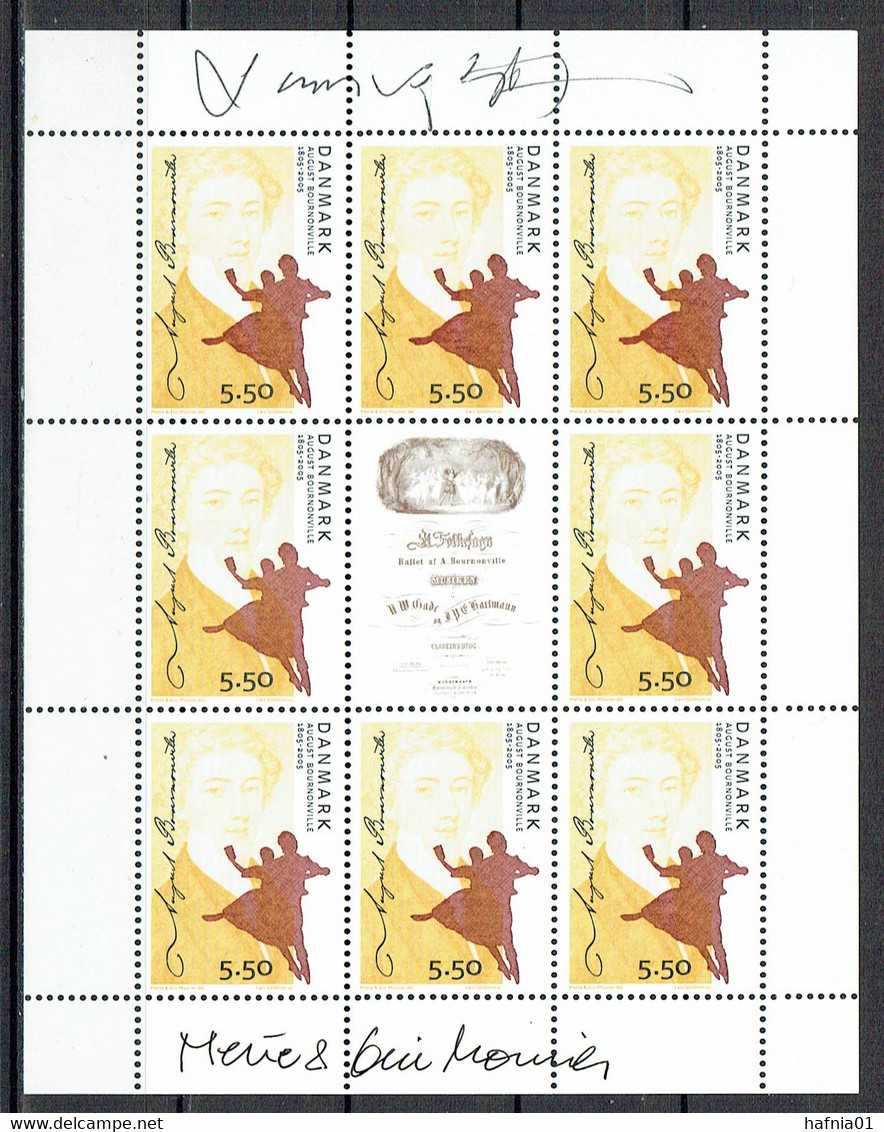 Lars Sjööblom. Denmark 2005. 200 Anniv. August Bournonville. Michel  1403-1404 KLB. MNH. Signed. - Blocs-feuillets