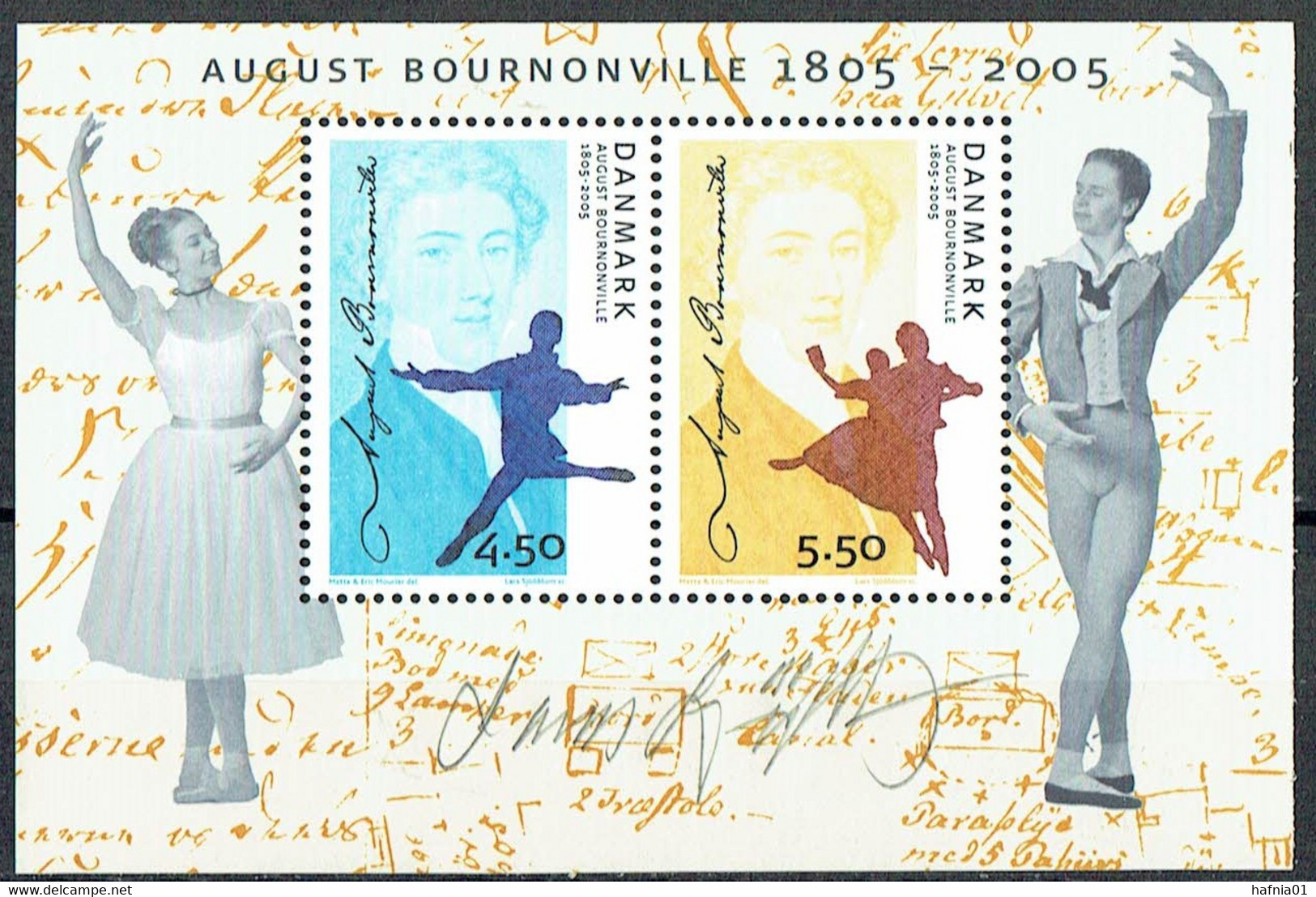 Lars Sjööblom. Denmark 2005. 200 Anniv. August Bournonville. Michel Bl.25. MNH. Signed. - Blocs-feuillets