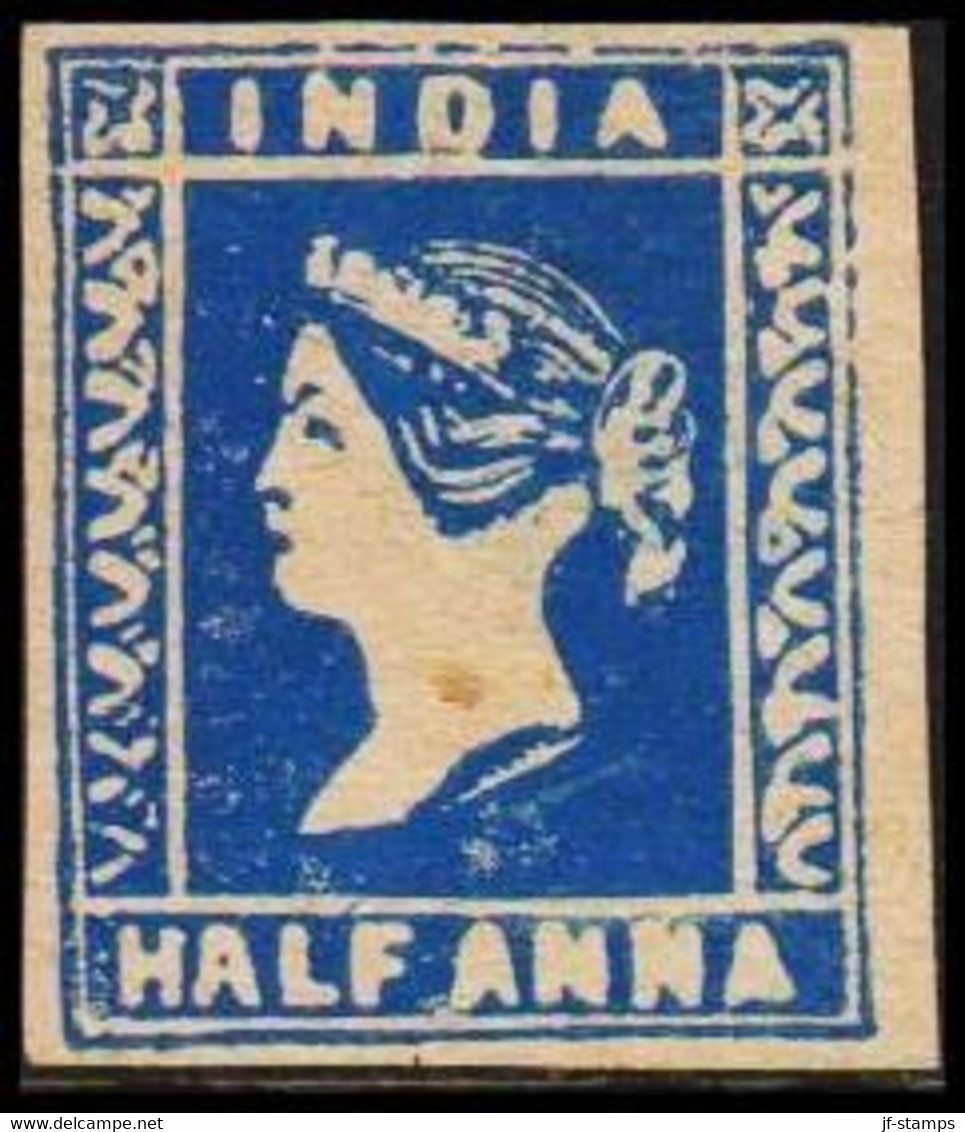 1854. INDIA. Victoria. HALF ANNA. Interesting Old Forgery Without Gum.  - JF521571 - 1858-79 Compagnie Des Indes & Gouvernement De La Reine