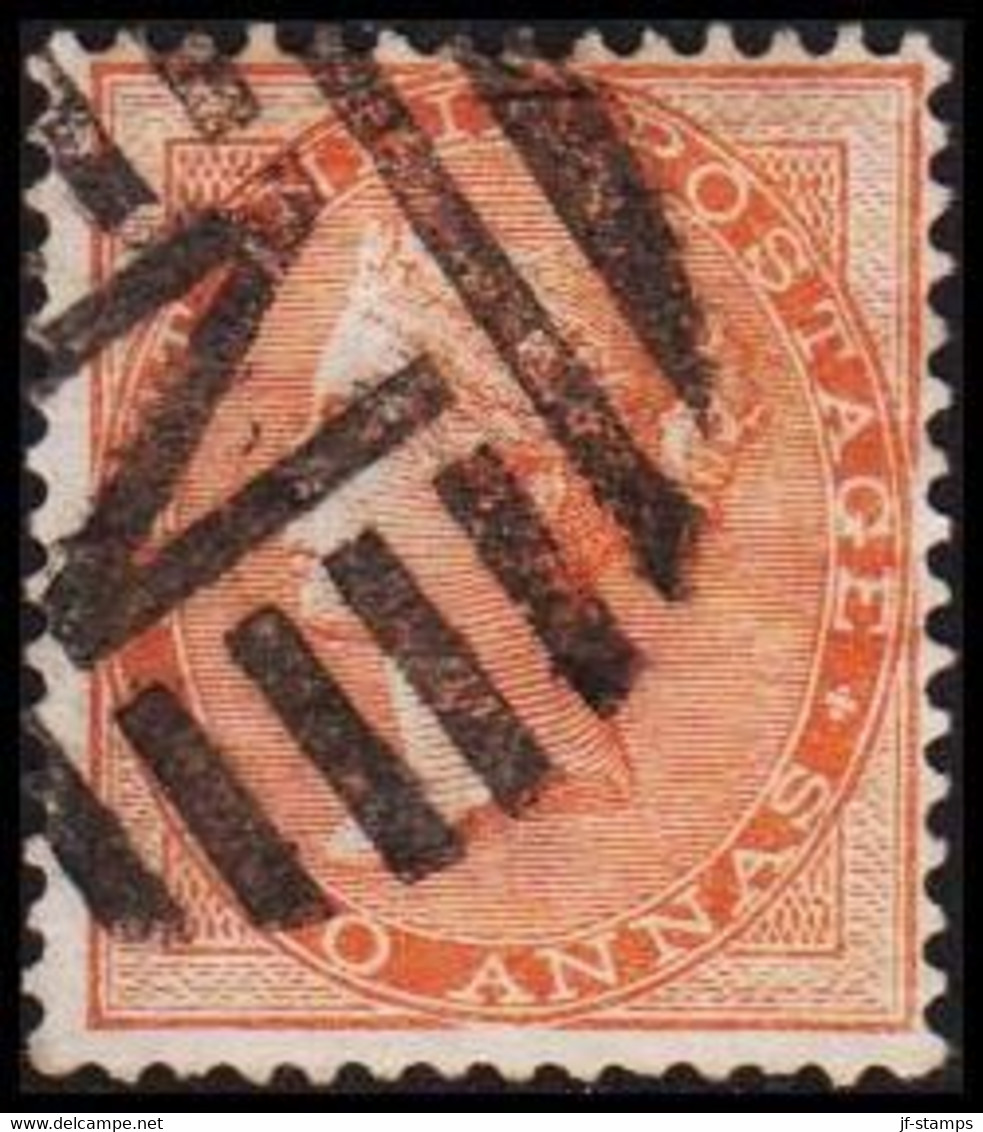 1865-1873. INDIA. Victoria. TWO ANNAS. With Watermark Elephanthead. Interesting Cancel. - JF521593 - 1858-79 Crown Colony