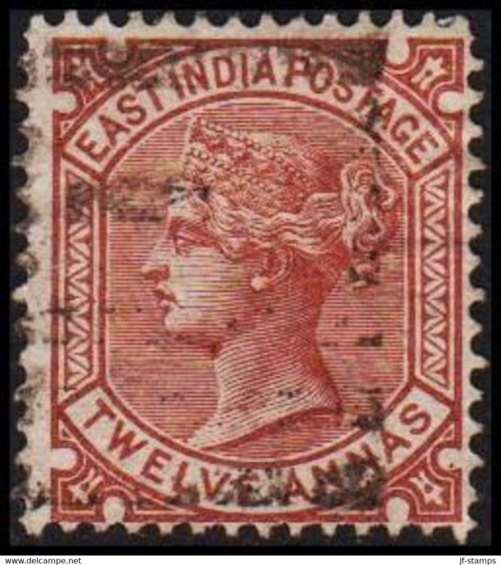 1874-1876. INDIA. Victoria. TWELVE ANNAS. EAST INDIA POST.  - JF521605 - 1858-79 Kronenkolonie