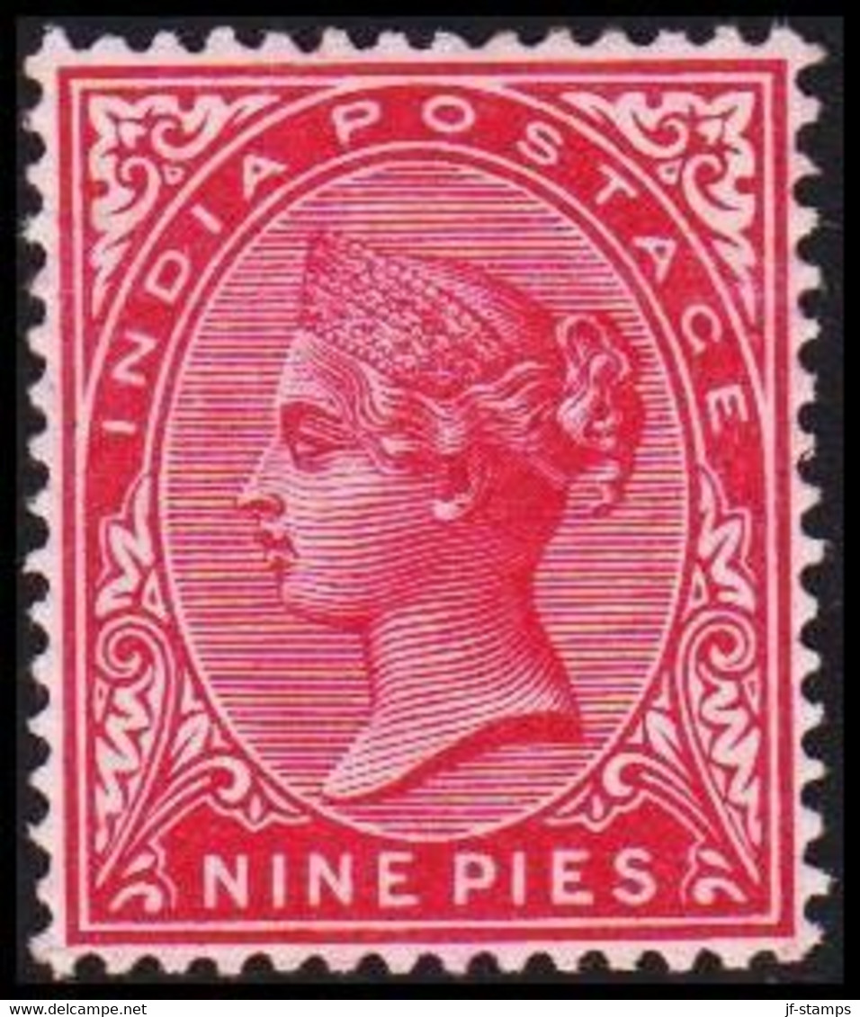 1882-1886. INDIA. Victoria. NINE PIES. Hinged. - JF521610 - 1858-79 Compagnie Des Indes & Gouvernement De La Reine