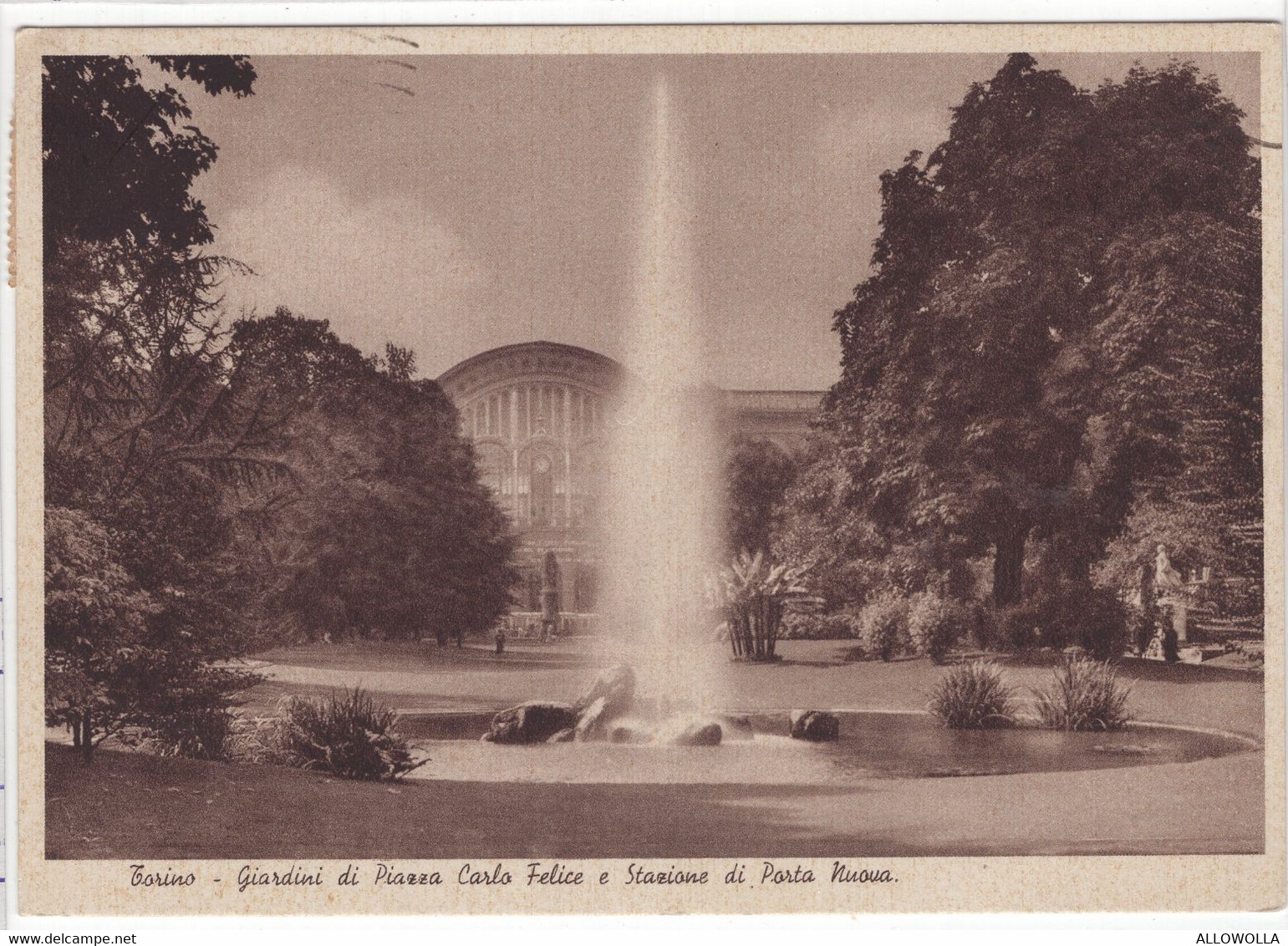 18699 " TORINO-GIARDINI DI PIAZZA CARLO FELICE E STAZIONE DI PORTA NUOVA "-VERA FOTO-CART. POST. SPED.1939 - Stazione Porta Nuova