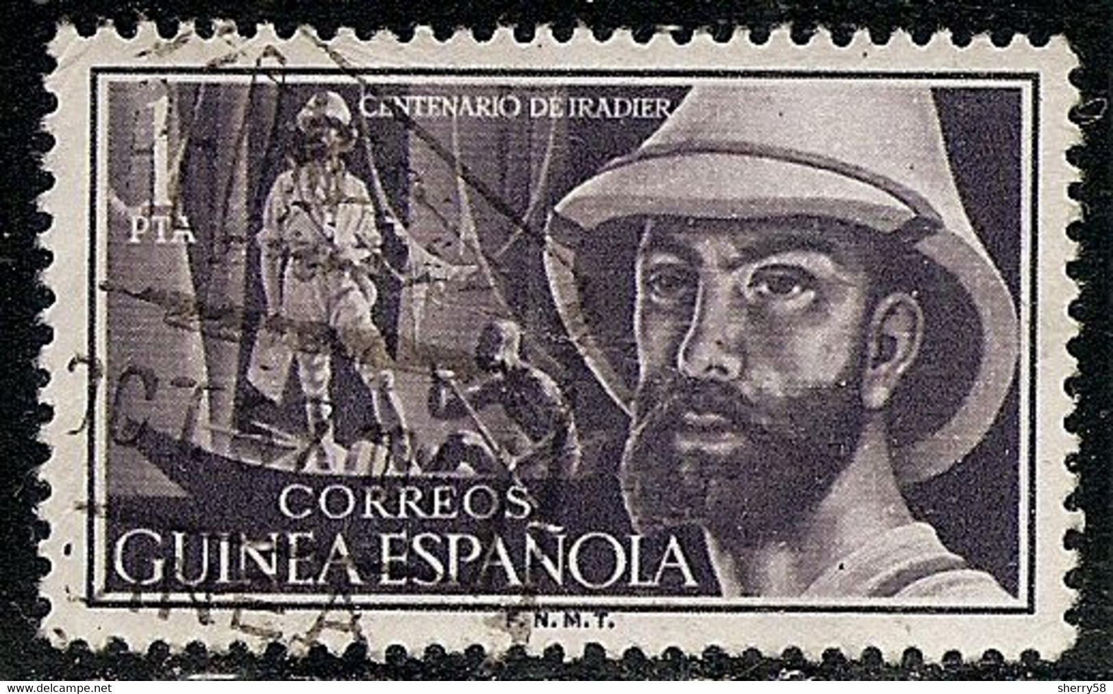 GUINEA ESPAÑOLA-1955-ED. 343 VALOR CLAVE-CENTENARIO DEL NACIMIENTO DEL EXPLORADOR MANUEL IRADIER- USADO - Guinea Española