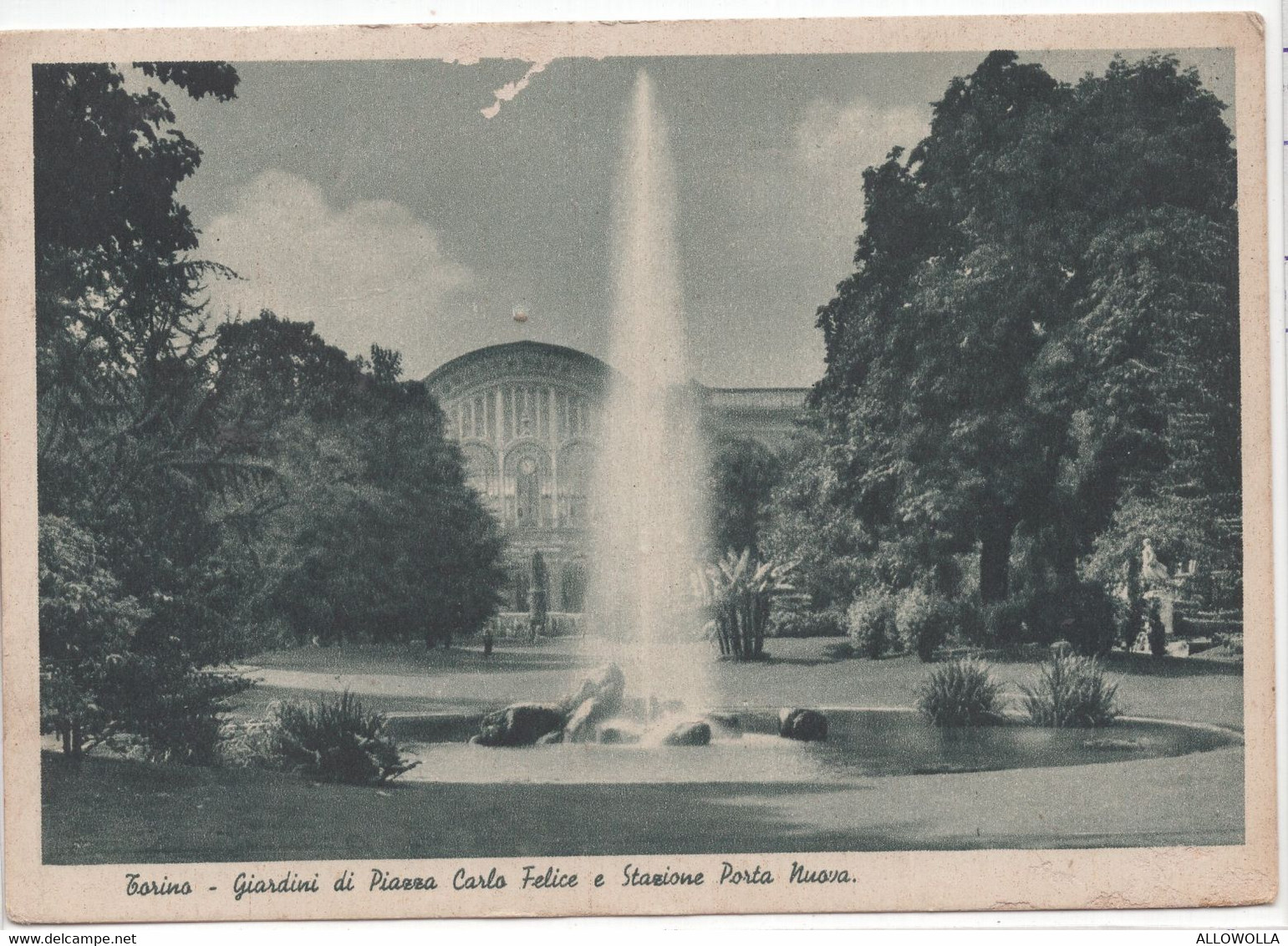 18704 " TORINO-GIARDINI DI PIAZZA CARLO FELICE E STAZIONE PORTA NUOVA "-VERA FOTO-CART. POST. SPED.1938 - Stazione Porta Nuova