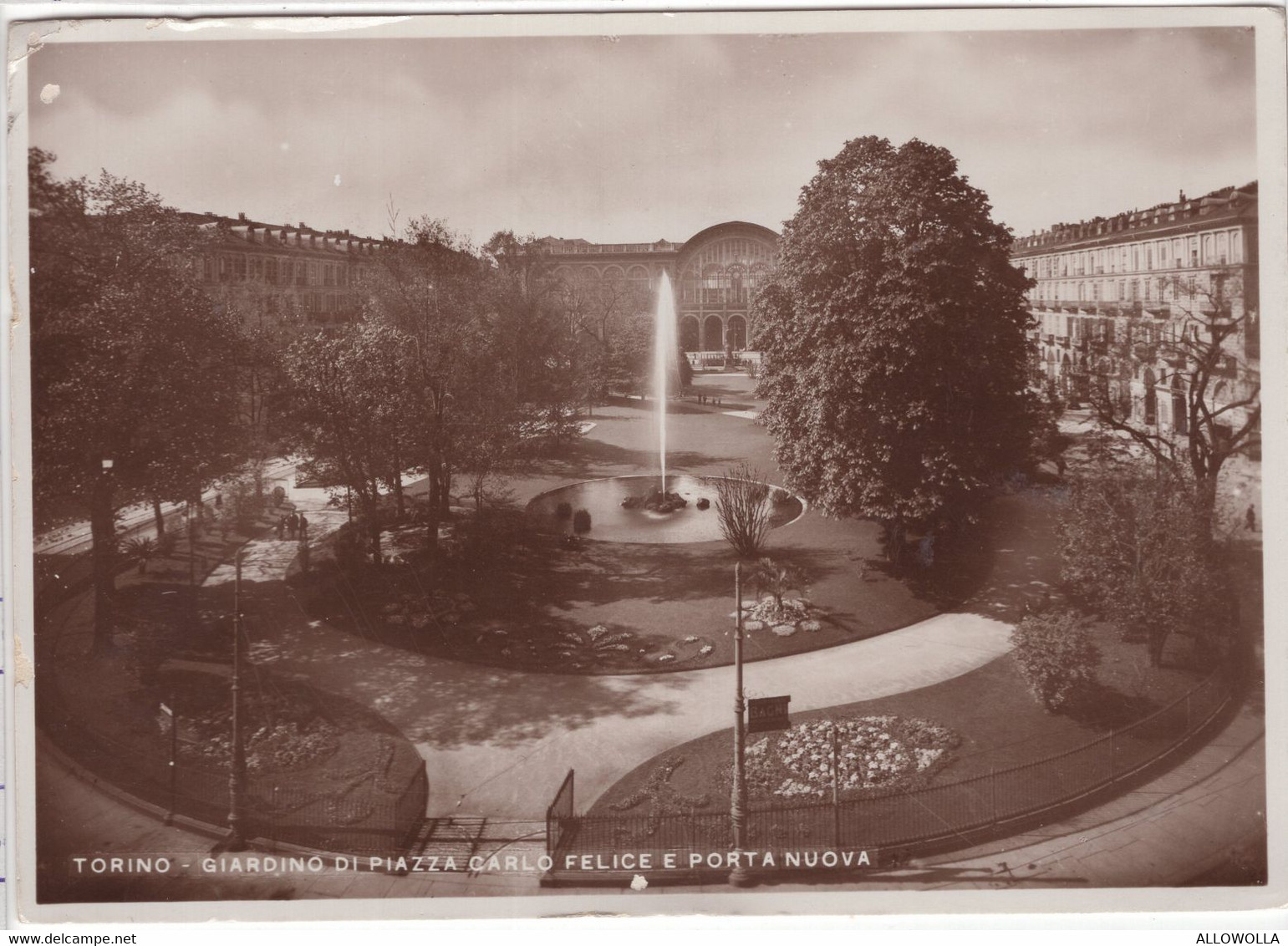 18705 " TORINO-GIARDINO DI PIAZZA CARLO FELICE E PORTA NUOVA "-VERA FOTO-CART. POST. SPED.1932 - Stazione Porta Nuova