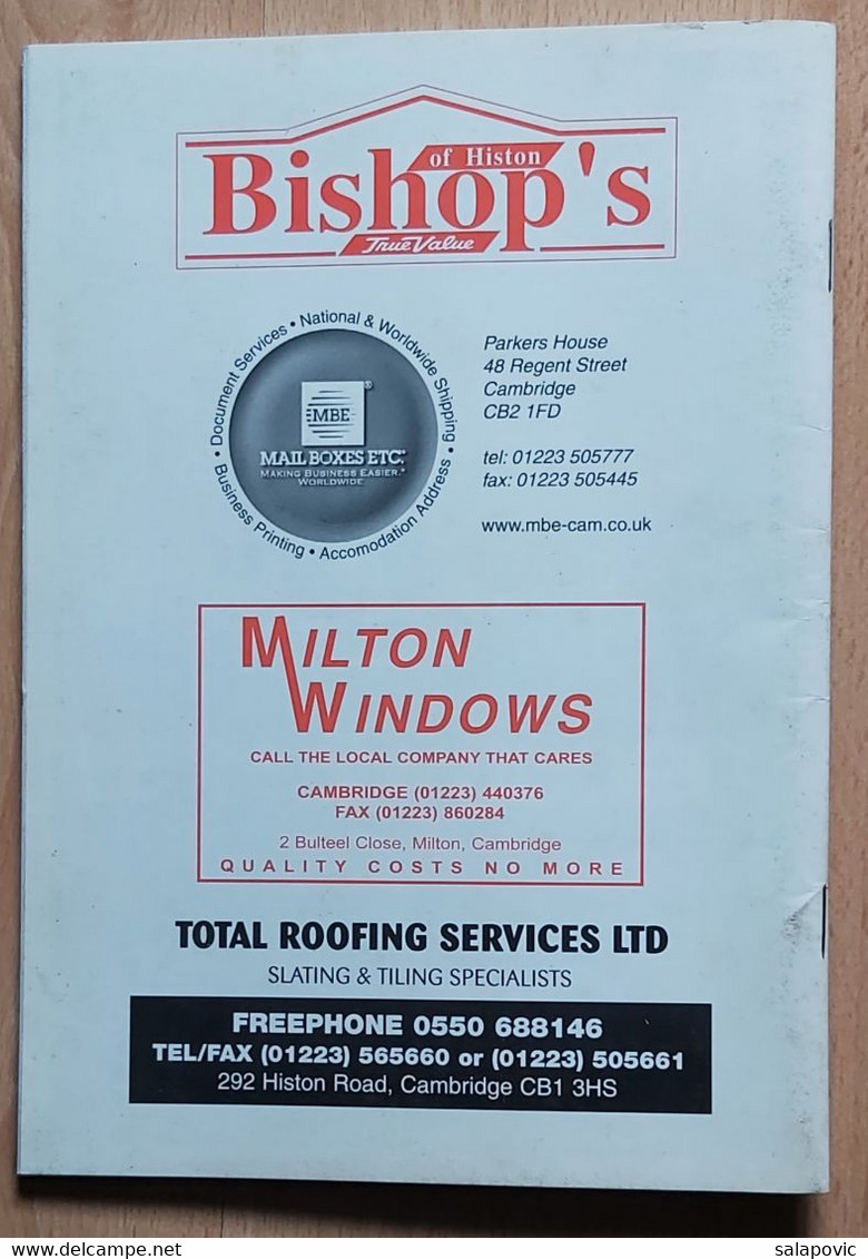 Histon FC Vs Stamford FC England Football Match Program - Bücher