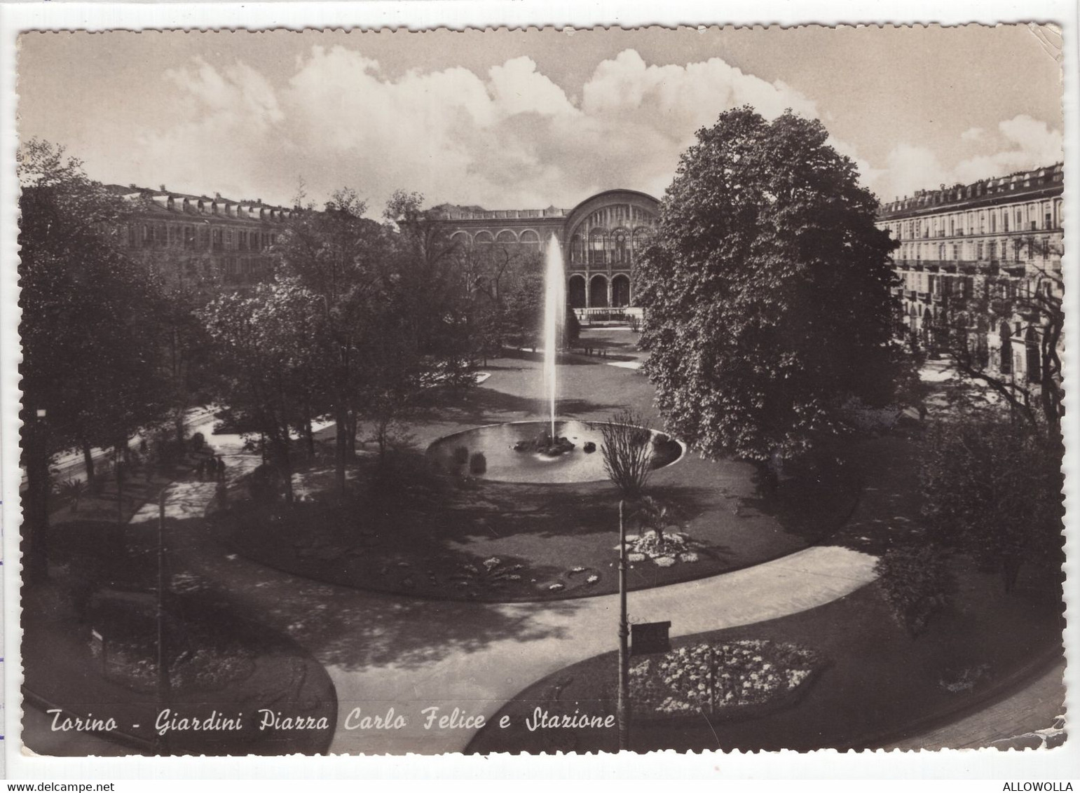 18707 " TORINO-GIARDINI PIAZZA CARLO FELICE E STAZIONE "-VERA FOTO-CART. POST. SPED.1954 - Stazione Porta Nuova