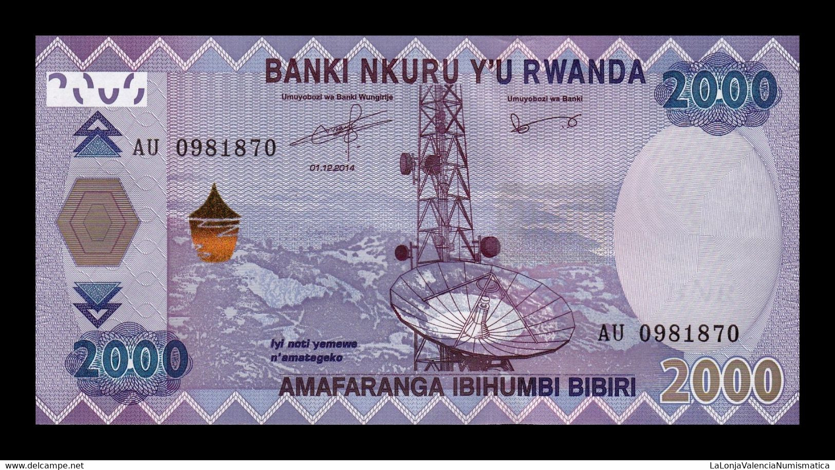 Ruanda Rwanda 2000 Francs 2014 Pick 40 SC UNC - Rwanda