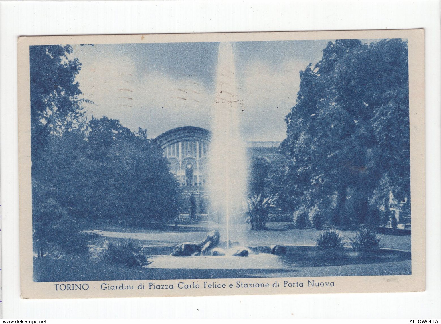 18708 " TORINO-GIARDINI DI PIAZZA CARLO FELICE E STAZIONE DI PORTA NUOVA "-VERA FOTO-CART. POST. SPED.1939 - Stazione Porta Nuova