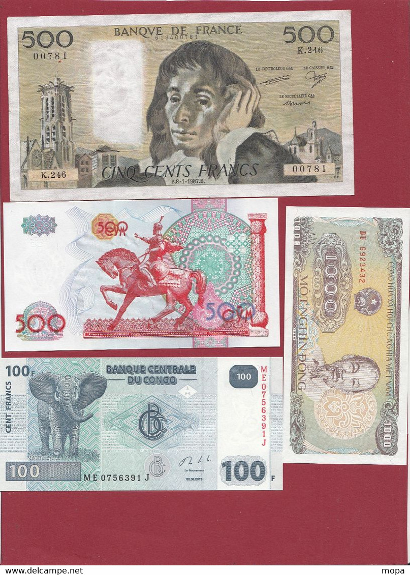 Pays Du Monde 15 Billets -9 En UNC Et 6 Dans L 'état (France 500 Francs "Pascal" Du 08/01/1988.B-ALPH .K.246 -(01) - Kiloware - Banknoten