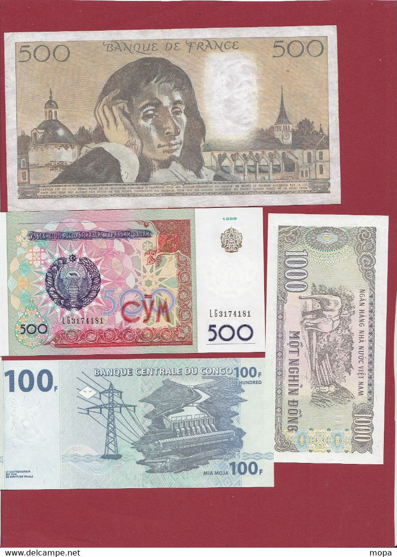 Pays Du Monde 15 Billets -9 En UNC Et 6 Dans L 'état (France 500 Francs "Pascal" Du 08/01/1988.B-ALPH .K.246 -(01) - Kiloware - Banknoten