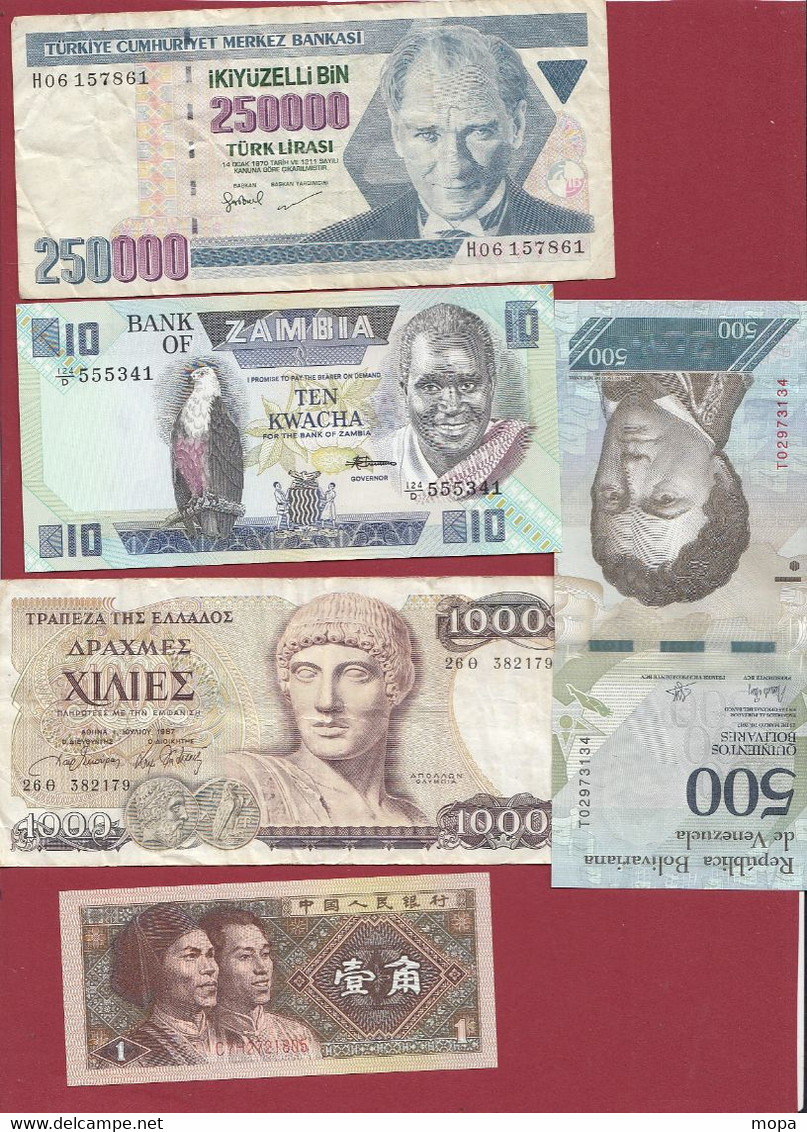 Pays Du Monde 15 Billets -9 En UNC Et 6 Dans L 'état (France 500 Francs "Pascal" Du 08/01/1988.B-ALPH .K.246 -(01) - Mezclas - Billetes