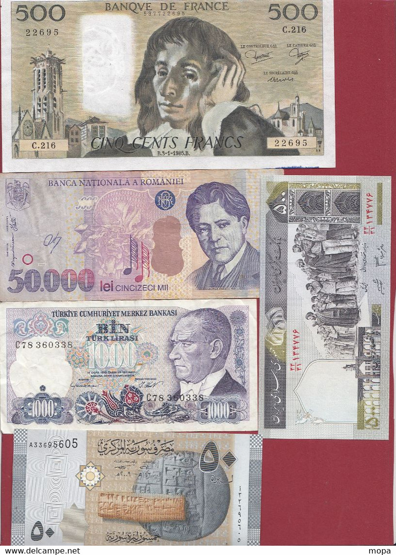 Pays Du Monde 15 Billets -9 En UNC Et 6 Dans L 'état (France 500 Francs "Pascal" Du 03/01/1985.B-ALPH .C.216 -(03) - Lots & Kiloware - Banknotes