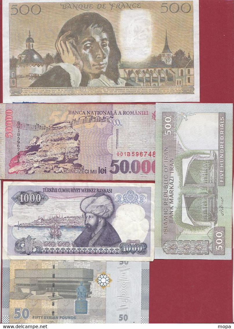 Pays Du Monde 15 Billets -9 En UNC Et 6 Dans L 'état (France 500 Francs "Pascal" Du 03/01/1985.B-ALPH .C.216 -(03) - Vrac - Billets