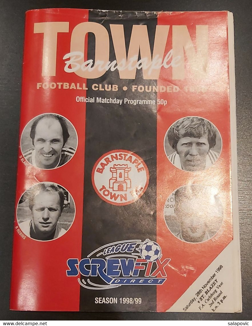 Barnstaple Town Vs St. Blazey 28. November 1998 England Football Match Program - Bücher