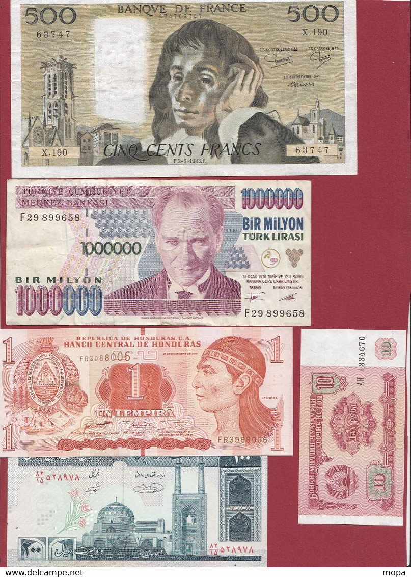 Pays Du Monde 15 Billets -9 En UNC Et 6 Dans L 'état (France 500 Francs "Pascal" Du 02/06/1983.F-ALPH .X.190 -(05) - Kilowaar - Bankbiljetten